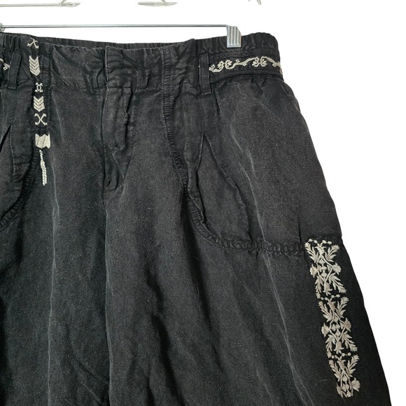 Anthropologie Embroidered Parachute Pants Black Womens Size Medium Boho Festival - Picture 3 of 11
